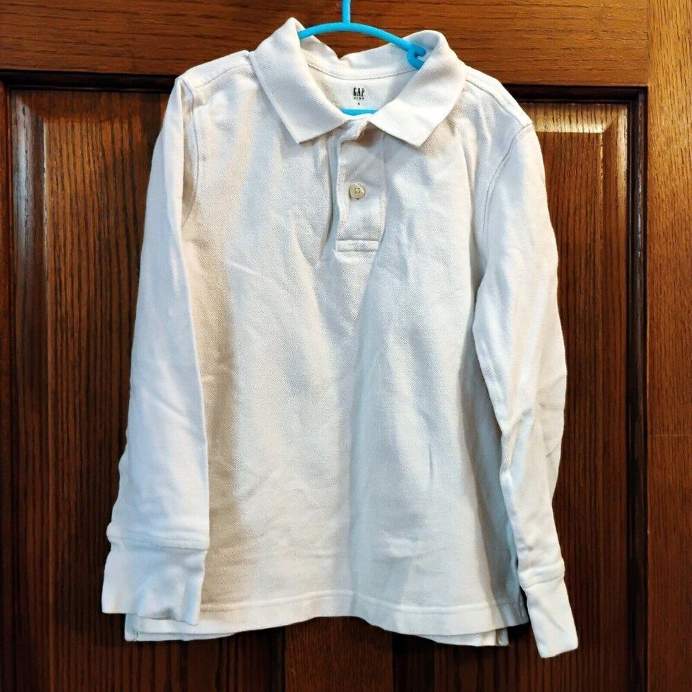 GAP Kids White Polo Shirt Long Sleeve Size Small